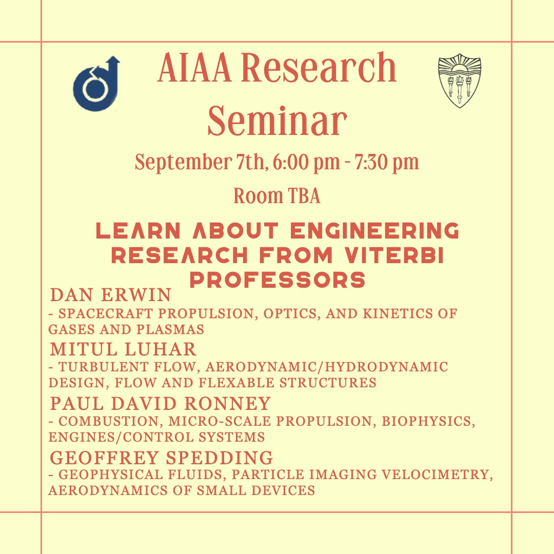 Featured image for “Aerospace Research Seminar by USC AIAA: 9/7 at 6pm”