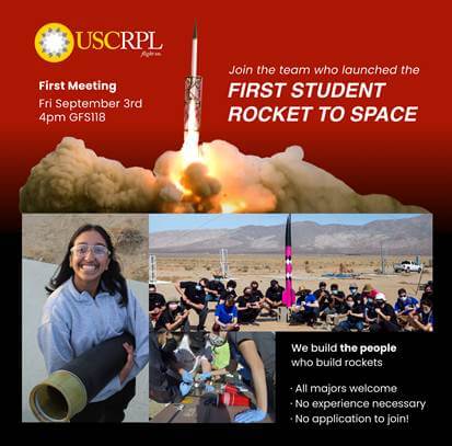 Featured image for “USC Rocket Propulsion Lab Introductory Meeting – Friday, September 3”