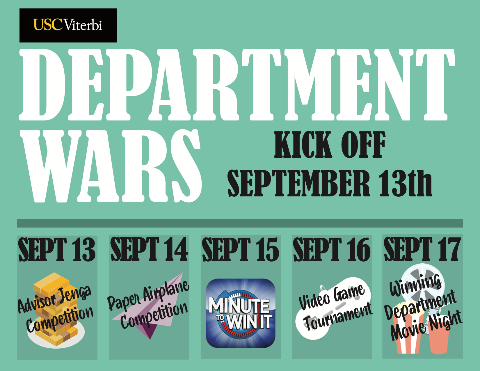 Featured image for “Viterbi Department Wars: Sept. 13 – 17”