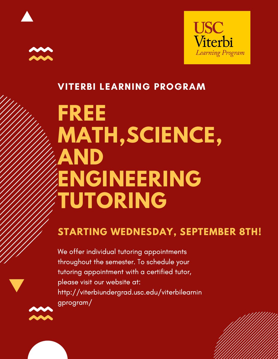 Featured image for “Viterbi Learning Program (VLP) – Free Tutoring Starting September 8th!”