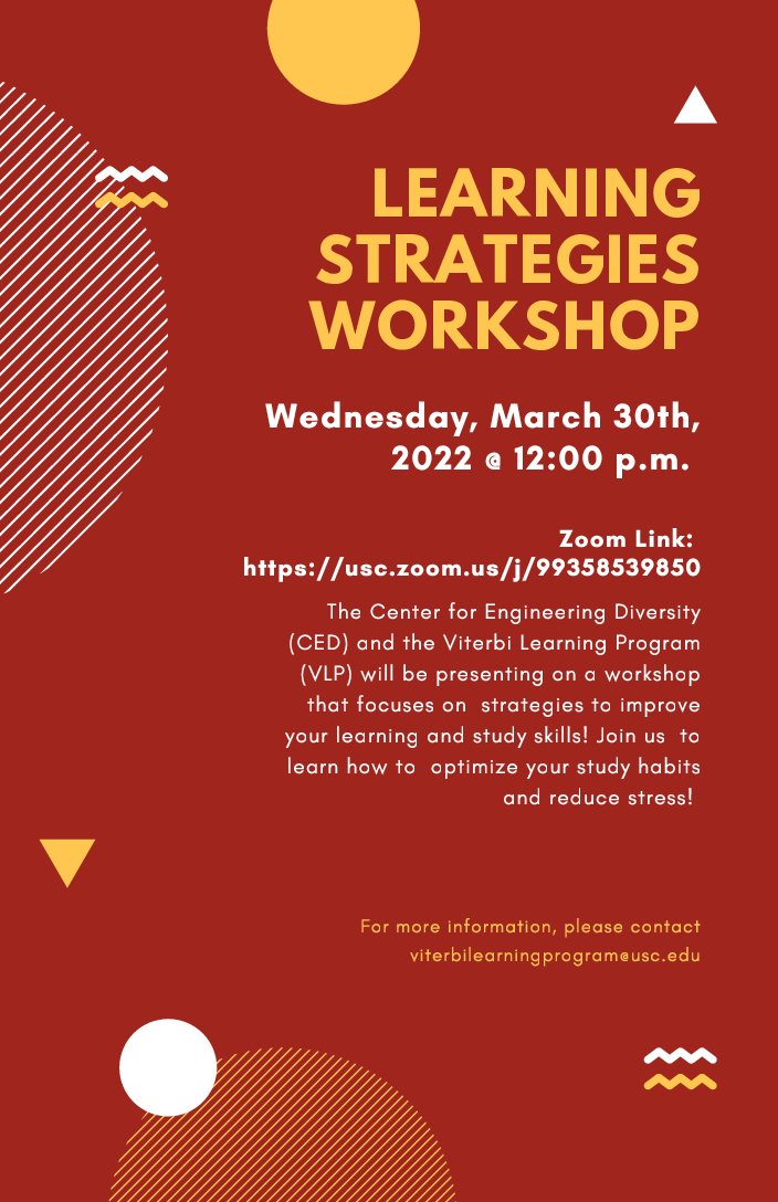 Featured image for “Join CED & VLP for a Learning Strategies Workshop Next Wednesday, March 30th”