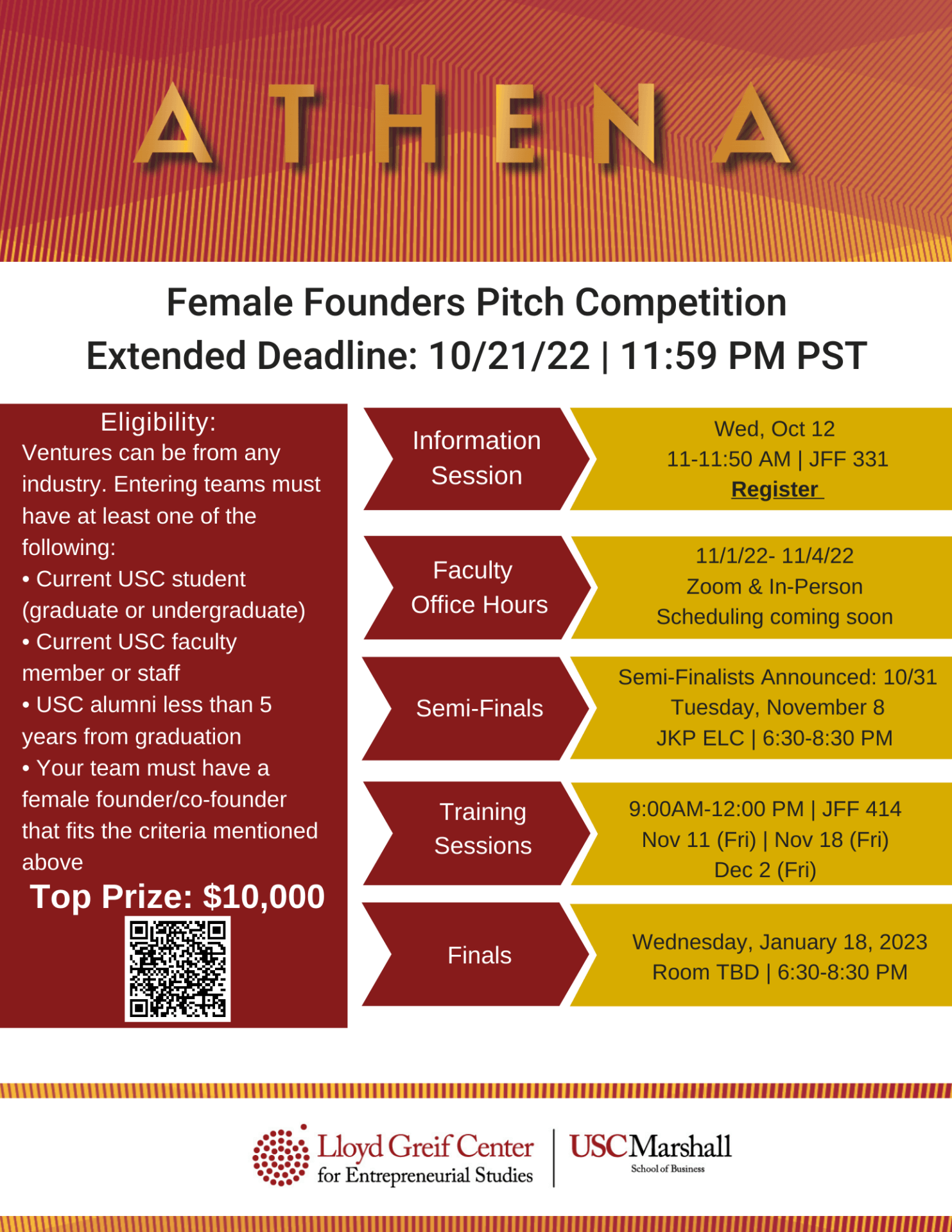 Featured image for “ATHENA Female Founder’s Pitch Competition | Deadline Extended! 10/21/22”
