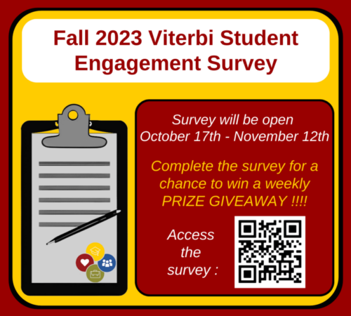 Featured image for “Participate in Viterbi’s Student Engagement Survey – Weekly Prize Drawings”